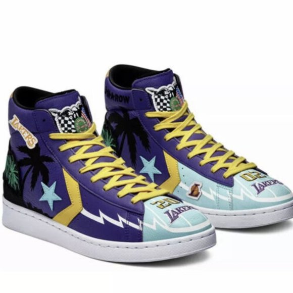 Converse x Chinatown Market Jeff Hamilton Lakers Pro Leather Hi - Size 9 - Picture 1 of 3